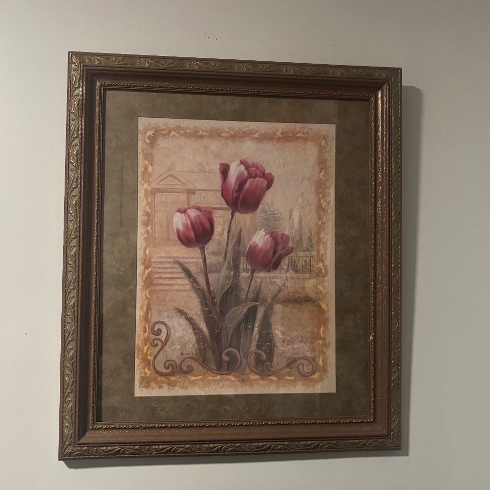 Floral Vintage artwork wood mounted artwork by Vivian Flasch